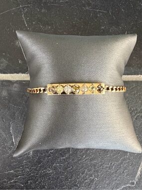 14kt yellow gold rose cut diamond bar bracelet 7.75”